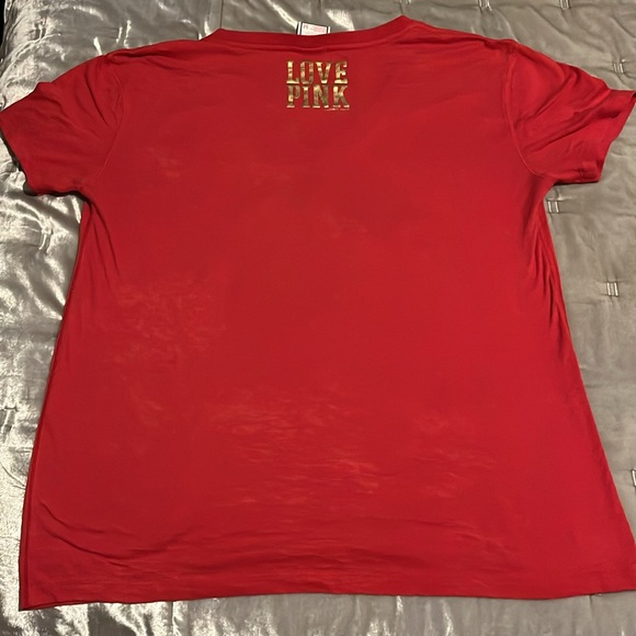 PINK - Victoria's Secret San Francisco 49ers NFL Red Gold Rhinestone T-Shirt - Picture 7 of 10
